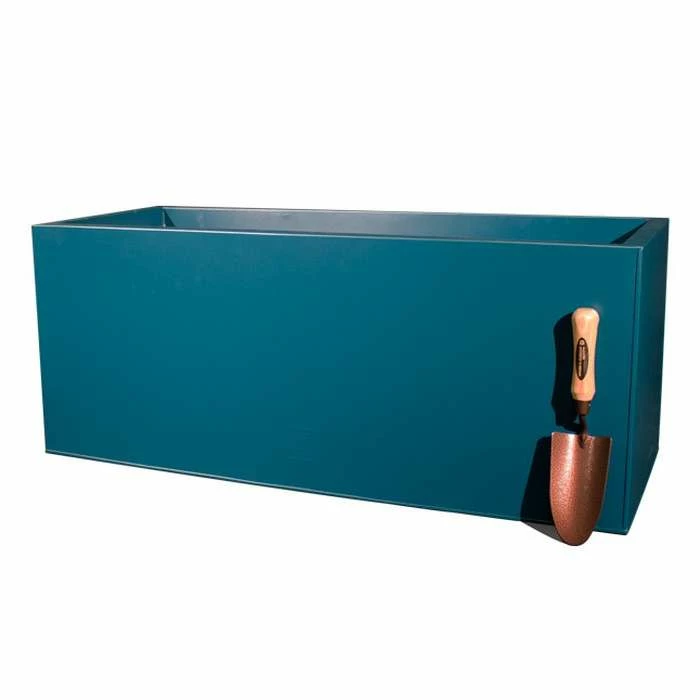 100cm Zinc Galvanised Teal Trough Planter - By Primrose™ 4 100cm Zinc Galvanised Teal Trough Planter - By Primrose™ - Image 2