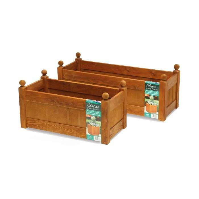 87cm Timber Beech Stain Classic Trough Planter 3 87cm Timber Beech Stain Classic Trough Planter