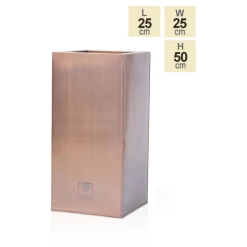H50cm Zinc Galvanised Tall Cube Planters in Copper - By Primrose™ -Planters Outlet Store PP2828S main image cda1