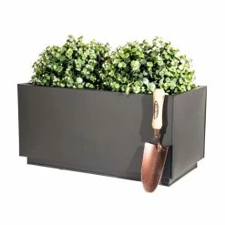 60cm Zinc Galvanised Kick-Bottom Trough Planter in Black by Primrose™ 14 60cm Zinc Galvanised Kick-Bottom Trough Planter in Black by Primrose™ -Planters Outlet Store PP3006S add image 4 1aeb