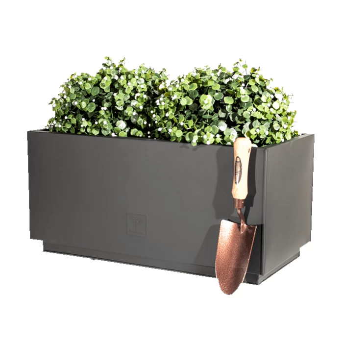 60cm Zinc Galvanised Kick-Bottom Trough Planter in Black by Primrose™ 10 60cm Zinc Galvanised Kick-Bottom Trough Planter in Black by Primrose™ - Image 8
