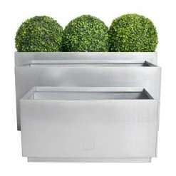 60cm Zinc Galvanised Kick-Bottom Trough Planter in Silver by Primrose™ -Planters Outlet Store PP3007S add image 5 85a4