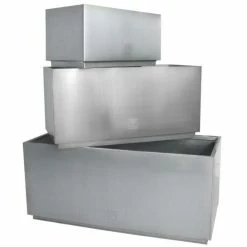 60cm Zinc Galvanised Kick-Bottom Trough Planter in Silver by Primrose™ -Planters Outlet Store PP3007S add image 6 d624