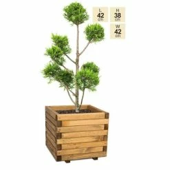 42cm Small Wooden Pine Raised Cube Planter -Planters Outlet Store PP3421 main image 4cd5