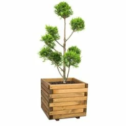 50cm Medium Wooden Pine Raised Cube Planter -Planters Outlet Store PP3422 add image 2 607e