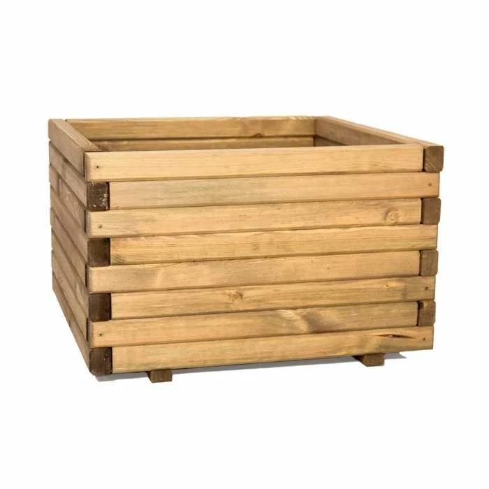 60cm Large Wooden Pine Raised Cube Planter 4 60cm Large Wooden Pine Raised Cube Planter - Image 2