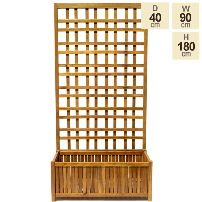 180cm Narrow Trough With Trellis Hardwood Planter 6 180cm Narrow Trough With Trellis Hardwood Planter - Image 4