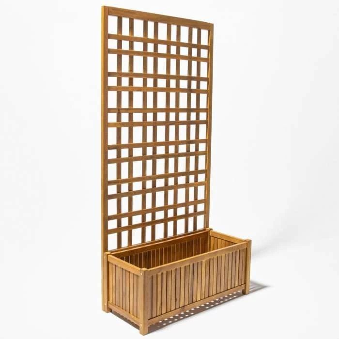 180cm Narrow Trough With Trellis Hardwood Planter 3 180cm Narrow Trough With Trellis Hardwood Planter