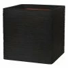 40cm Capi Nature Rib NL Planter Square Planter in Black -Planters Outlet Store PP4627M main image b64e