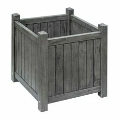 48.5cm Alderley Grey Square Hardwood Planter Planter by Rowlinson®