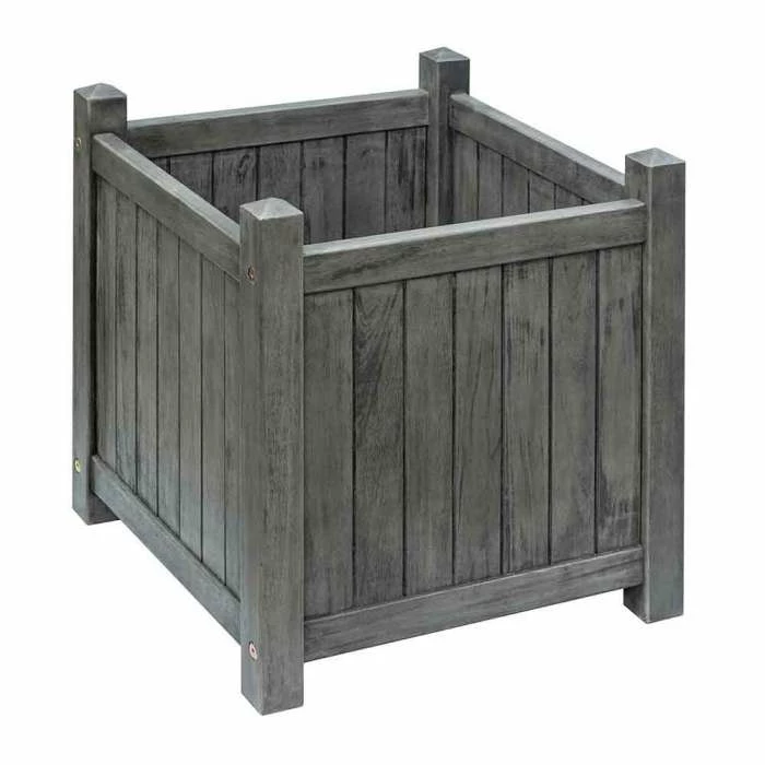 48.5cm Alderley Grey Square Hardwood Planter Planter by Rowlinson® 3 48.5cm Alderley Grey Square Hardwood Planter Planter by Rowlinson®