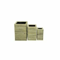 Set of 3 Wooden Contemporary Slatted Planters -Planters Outlet Store PP6089 add image 3 79a5
