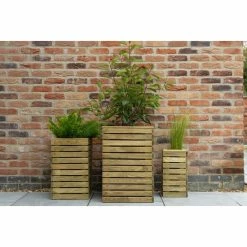 Set of 3 Wooden Contemporary Slatted Planters -Planters Outlet Store PP6089 add image 4 088e