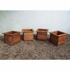 Charles Taylor Wooden Garden Set of 4 47cm x 38.5cm Square Planters -Planters Outlet Store PP6094 add image 1 f38a