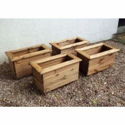 Charles Taylor Wooden Garden Set of 4 57cm x 31.5cm Trough Planters 7 Charles Taylor Wooden Garden Set of 4 57cm x 31.5cm Trough Planters -Planters Outlet Store PP6095 add image 1 3805