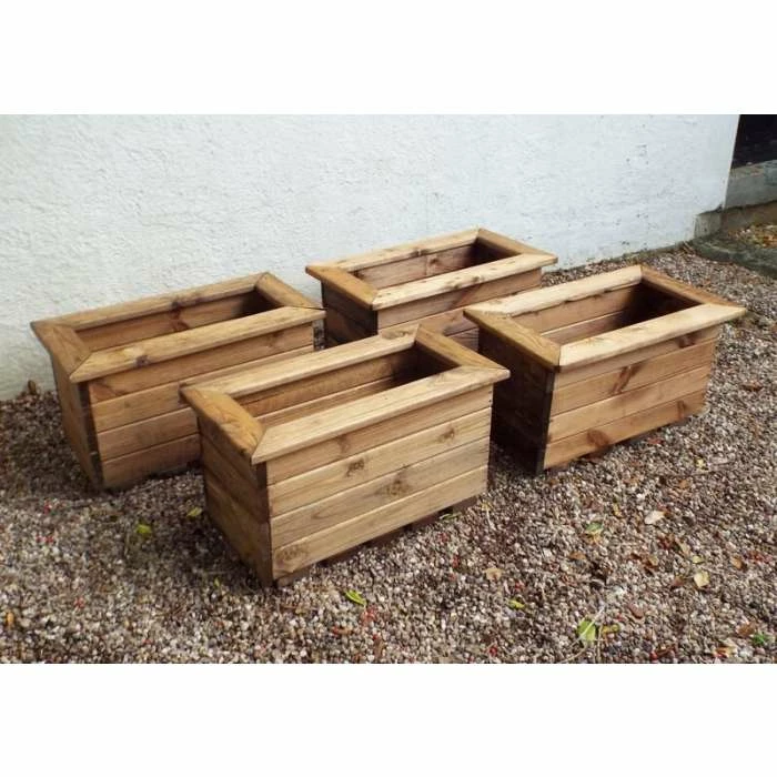 Charles Taylor Wooden Garden Set of 4 57cm x 31.5cm Trough Planters 5 Charles Taylor Wooden Garden Set of 4 57cm x 31.5cm Trough Planters - Image 3
