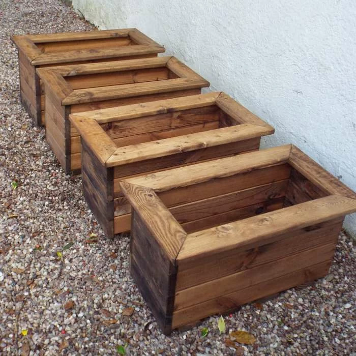 Charles Taylor Wooden Garden Set of 4 57cm x 31.5cm Trough Planters 3 Charles Taylor Wooden Garden Set of 4 57cm x 31.5cm Trough Planters