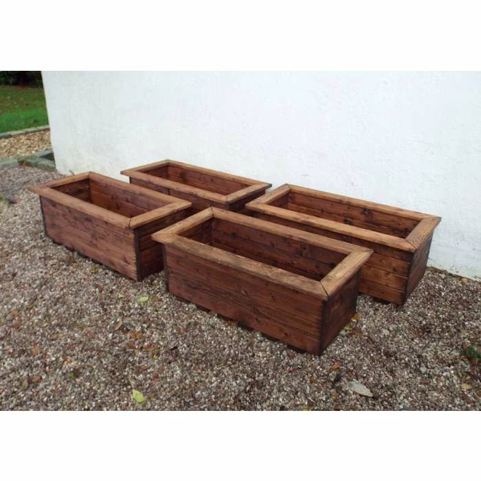 Charles Taylor Wooden Garden Set of 4 82cm x 31.5cm Trough Planters 5 Charles Taylor Wooden Garden Set of 4 82cm x 31.5cm Trough Planters - Image 3