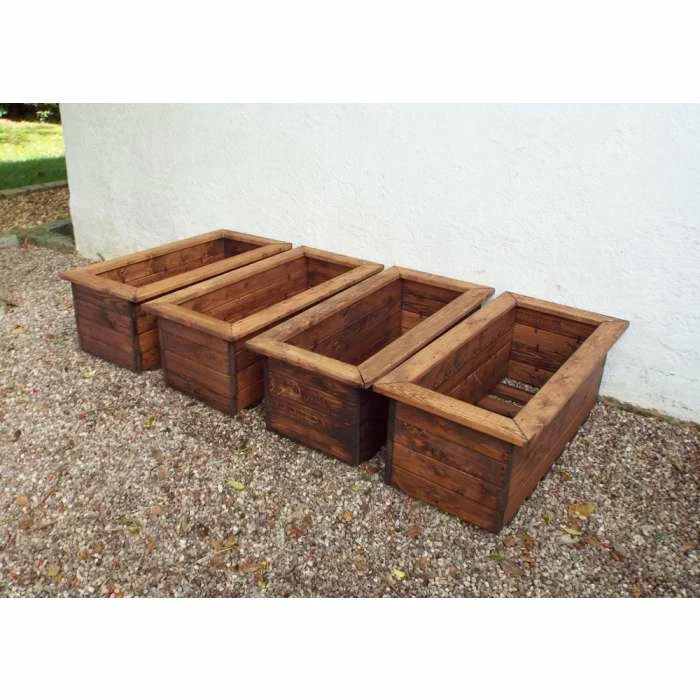 Charles Taylor Wooden Garden Set of 4 82cm x 31.5cm Trough Planters 3 Charles Taylor Wooden Garden Set of 4 82cm x 31.5cm Trough Planters