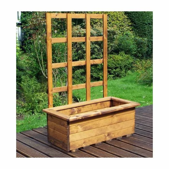 Charles Taylor Wooden Garden Set of 2 82cm x 1.3m Kensington Trough with Trellis 3 Charles Taylor Wooden Garden Set of 2 82cm x 1.3m Kensington Trough with Trellis