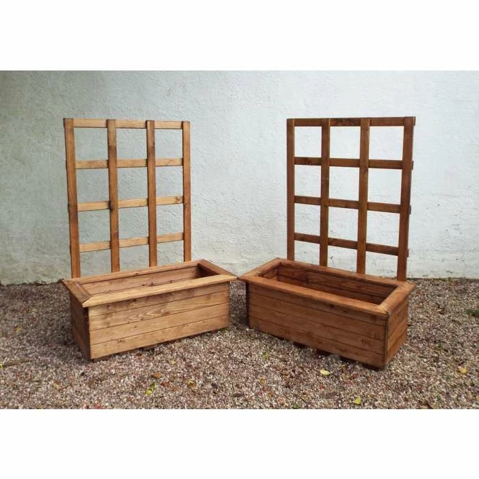 Charles Taylor Wooden Garden Set of 2 82cm x 1.3m Kensington Trough with Trellis 4 Charles Taylor Wooden Garden Set of 2 82cm x 1.3m Kensington Trough with Trellis - Image 2