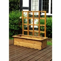 Charles Taylor Wooden Garden Set of 2 Kensington Troughs with Trellis -Planters Outlet Store PP6102 add image 1 2134