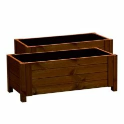 80cm Brown Wooden Trough Patio Planter -Planters Outlet Store PP8010 add image 1 e3de
