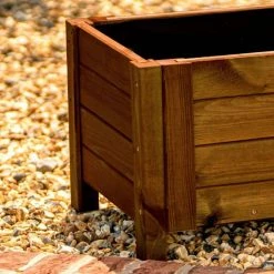 80cm Brown Wooden Trough Patio Planter -Planters Outlet Store PP8010 add image 3 b700