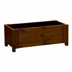 80cm Brown Wooden Trough Patio Planter -Planters Outlet Store PP8010 add image 4 4e13