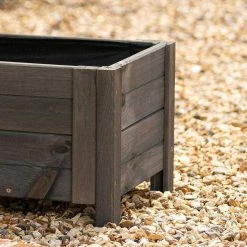 80cm Grey Wooden Trough Patio Planter -Planters Outlet Store PP8011 add image 2 c792