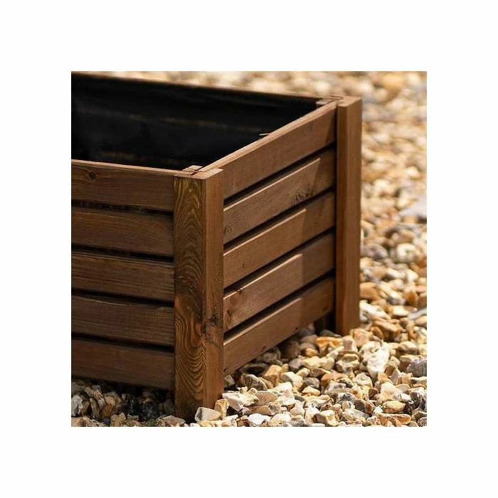 38cm Brown Wooden Cube Patio Planter 6 38cm Brown Wooden Cube Patio Planter - Image 4