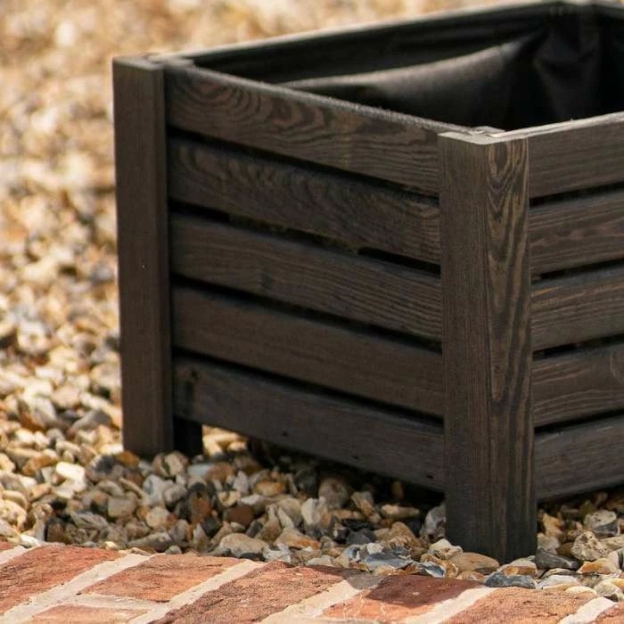 38cm Grey Wooden Cube Patio Planter 6 38cm Grey Wooden Cube Patio Planter - Image 4