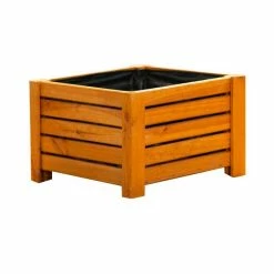 38cm Natural Wooden Cube Patio Planter -Planters Outlet Store PP8015 add image 3 0f82