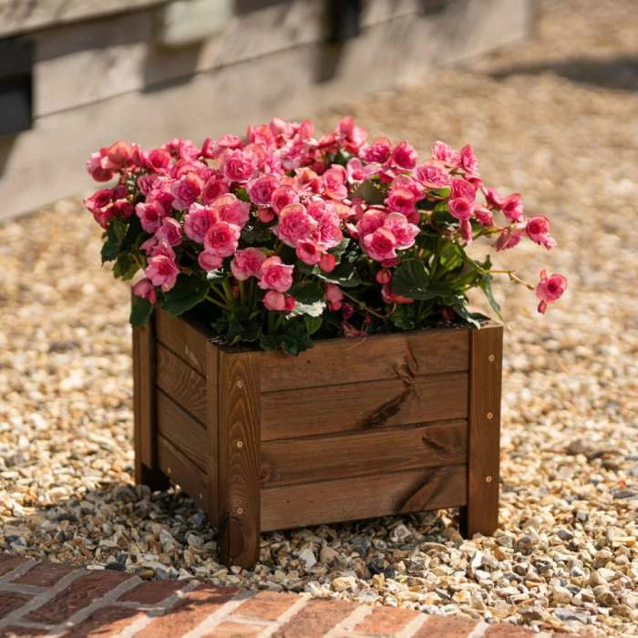 40cm Brown Wooden Cube Patio Planter 3 40cm Brown Wooden Cube Patio Planter