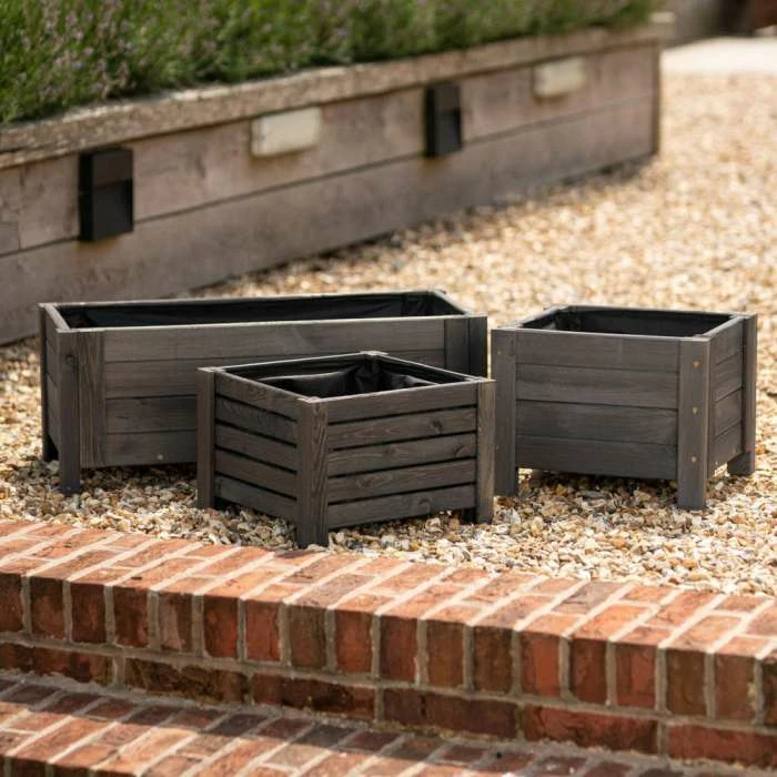 40cm Grey Wooden Cube Patio Planter 8 40cm Grey Wooden Cube Patio Planter - Image 6