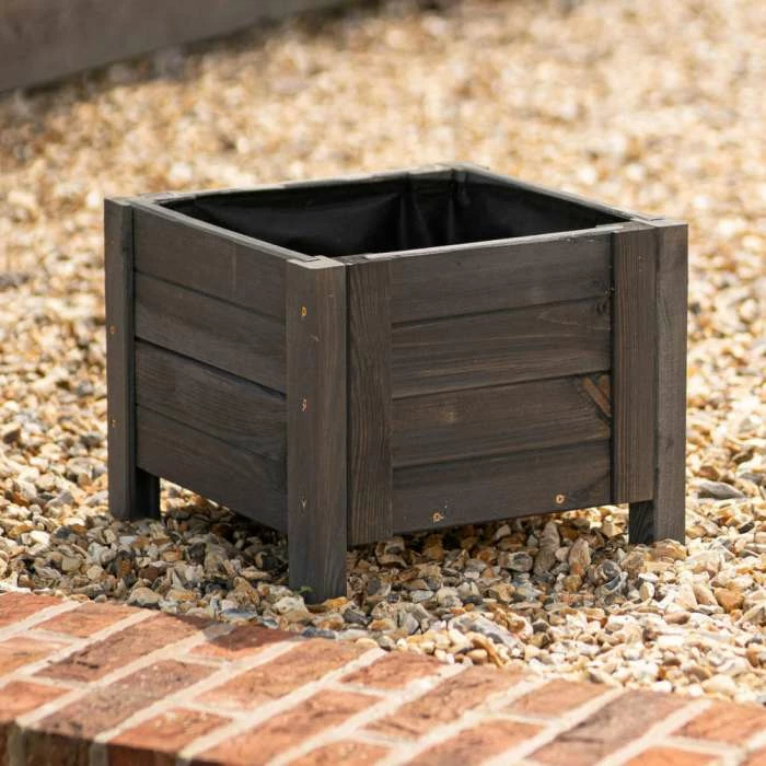 40cm Grey Wooden Cube Patio Planter 4 40cm Grey Wooden Cube Patio Planter - Image 2