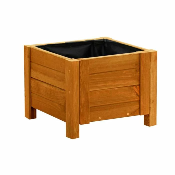 40cm Natural Wooden Cube Patio Planter 7 40cm Natural Wooden Cube Patio Planter - Image 5