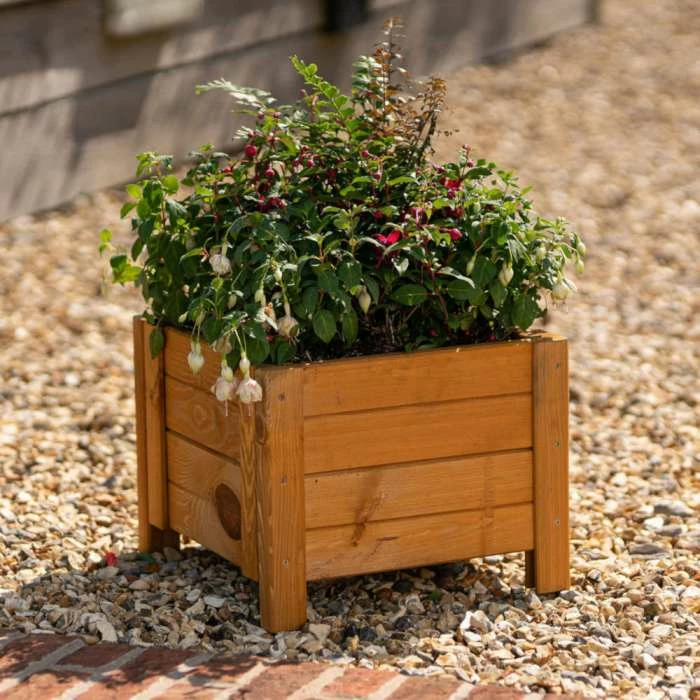 40cm Natural Wooden Cube Patio Planter 3 40cm Natural Wooden Cube Patio Planter